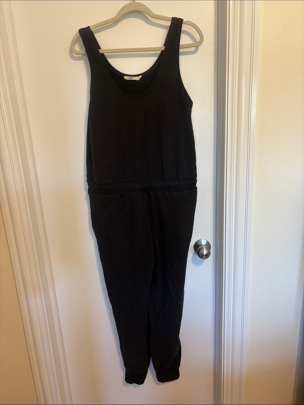 UGG Black Sleeveless Drawstring Jumpsuit Romper